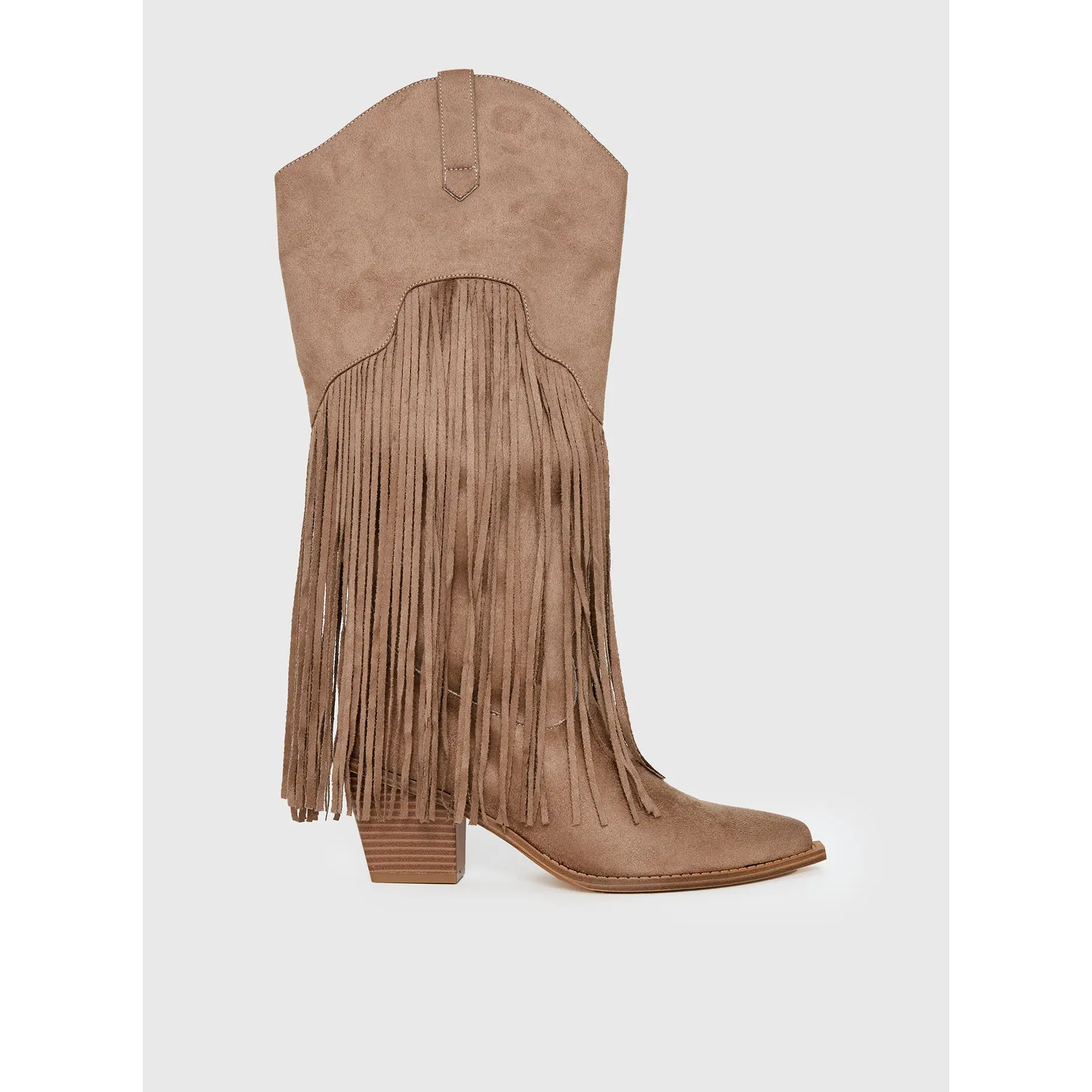 Like An Angel Faux Suede Tassel Knee High Boots Tan