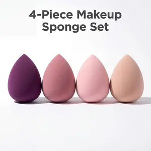 Multicolor Sponge Set of 4, Suitable for Bb Cream, Foundation Liquid, Facial Lotion, Dry Wet Use, All Skin Types, Perfect Base Makeup