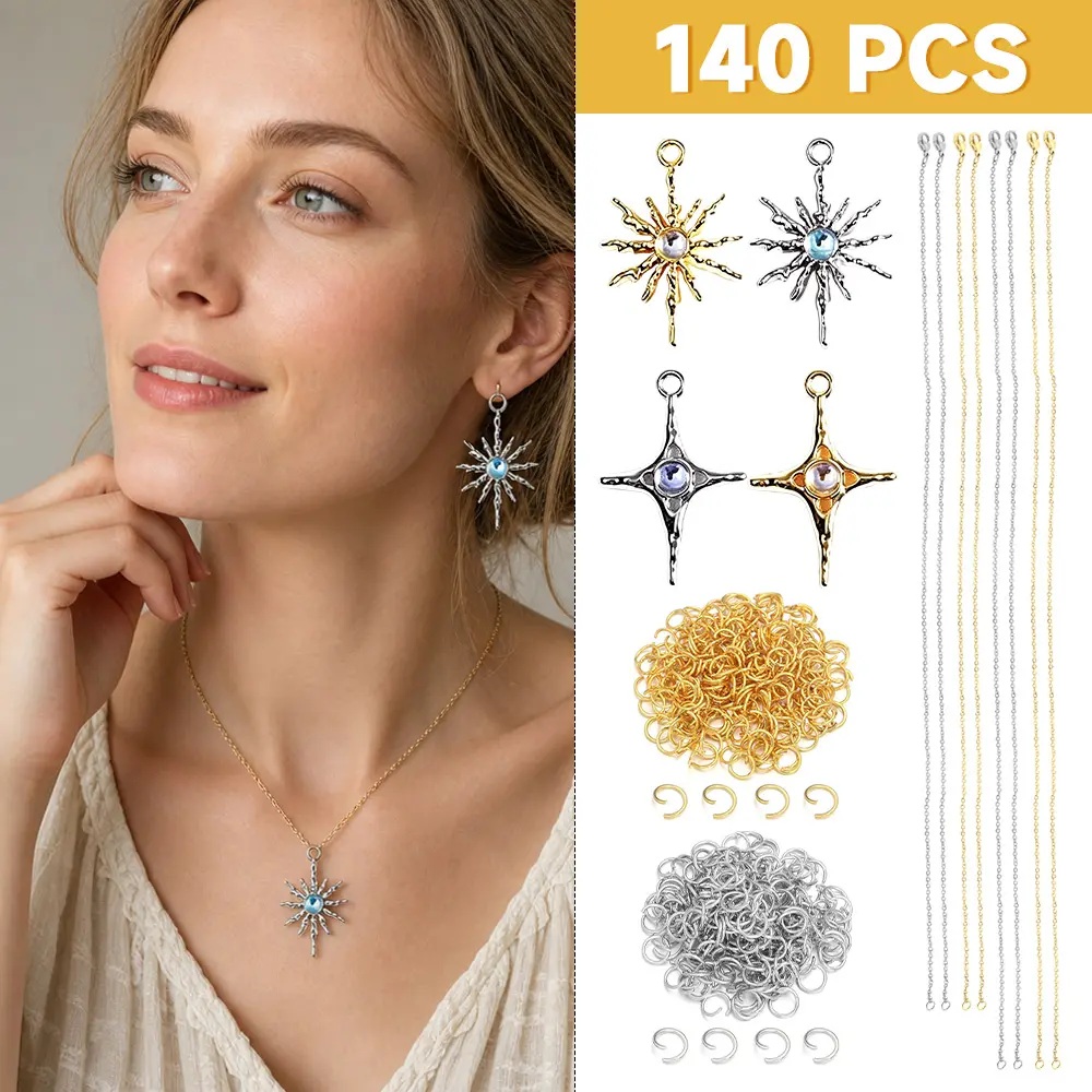 140pcs Jewelry Celestial Charms Set - Moon Star Sun Pendants, Silvery & Plated Zinc Alloy DIY Charms for Necklace Bracelet Earring Making, Boho Witchy Aesthetic Craft Supplies tiktokshopbacktoschool