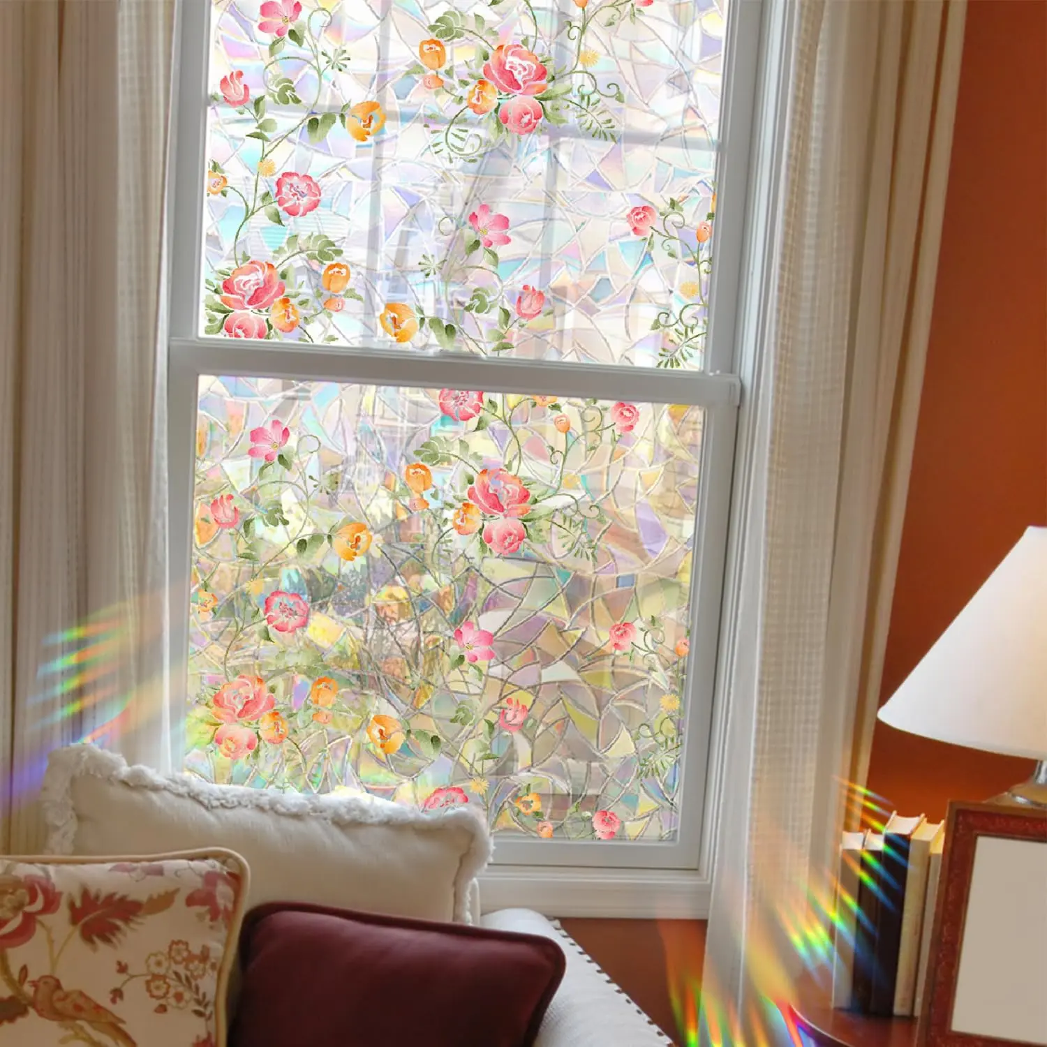 Rainbow Window  Film,Iridescent Window Film,Static Cling Sticker,Suncatcher Window Cover 17.7" x 43.3"