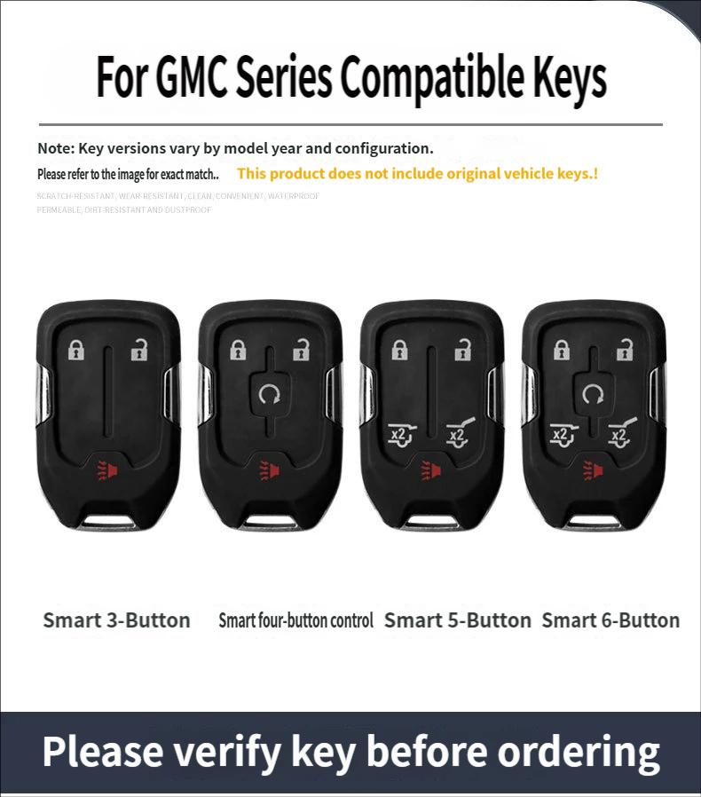Suitable for GMC key fob protective case with keychain, full metal protection for key shell, compatible with GMC Chevrolet Acadia, Sierra, Terrain, Silverado 1500, 2500HD, 3500HD