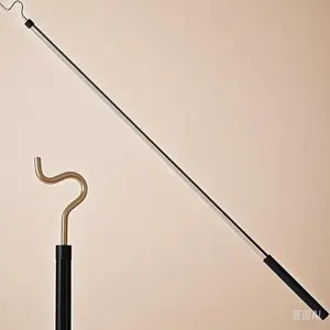 Extendable Reaching Hook for Hanging Lightweight Items, Adjustable from 35" to 50" with Sponge Handle, Stainless Steel Telescopic Pole for Clothes and Plants, Durable Non-Slip Grip Tool