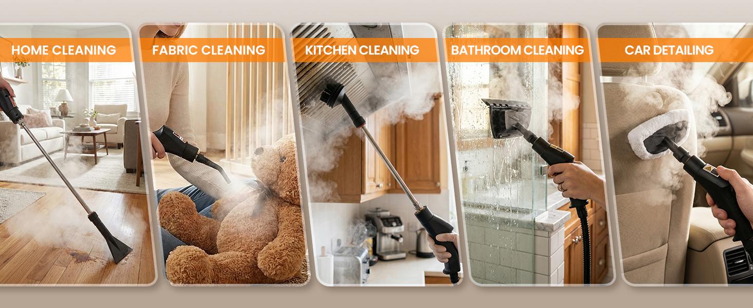 EasyWox Handheld Pressurized Steam Cleaner, Handheld High Temp Portable Cleaning,Multipurpose Steamer for Home Use, Pressurized Steamer for Cleaning Floor, Upholstery