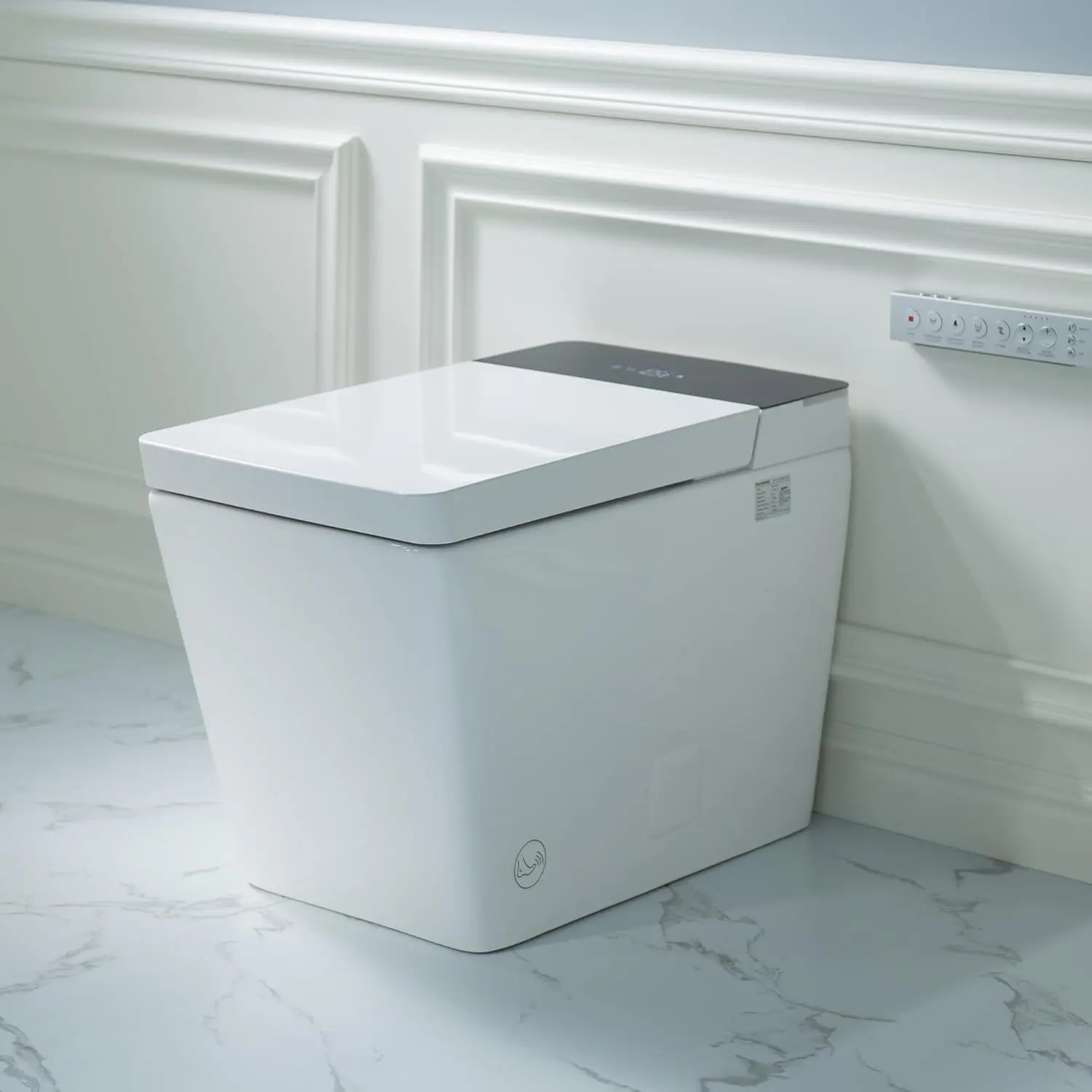 WOODBRIDGE One Piece Square Smart Toilet with with Tank,Auto Open & Close, Foot Sensor, Auto Flush, Multiple Spray Modes, Heated Seat, Warm Water and Air Dryer, Auto LED Nightlight, White