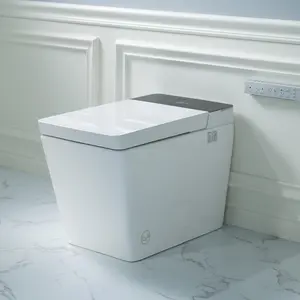 WOODBRIDGE One Piece Square Smart Toilet with with Tank,Auto Open & Close, Foot Sensor, Auto Flush, Multiple Spray Modes, Heated Seat, Warm Water and Air Dryer, Auto LED Nightlight, White