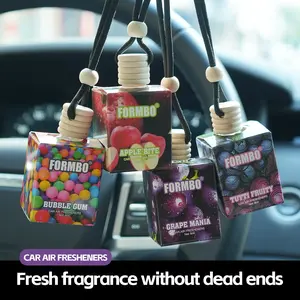Formbo 4-Pack Car Air Fresheners, Assorted Fruity Scents, Long-Lasting Odor Eliminator, Cute Aesthetic Bottle, Portable Car Diffuser, Viral Car Accessory
