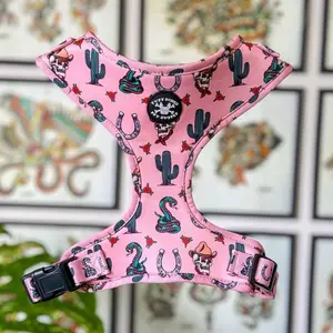 Traditional Tattoo Adjustable Dog Harness Western Pink