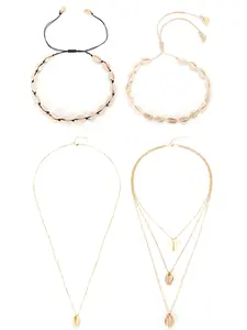 4 Pcs Colorful Vibrant Bohemian Shell Choker Collection for Women Men Natural Cowrie Shell Beach Necklaces Lightweight Layered Design Perfect for Summer Travel Parties Thoughtful Gifts