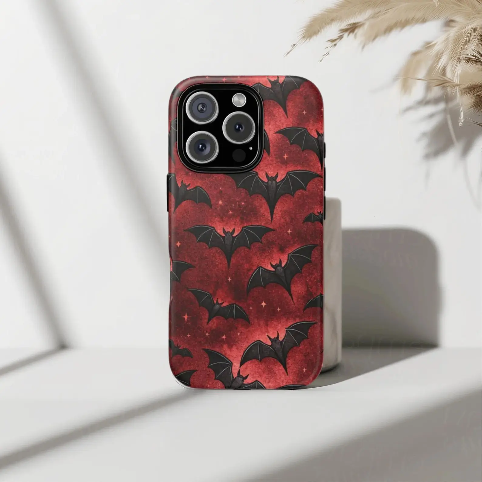 Halloween Phone Case IP Phone 🧛‍♂️ Vampire Bat Red Case for IP Phone 17/16/15/14/13/12/11/X
