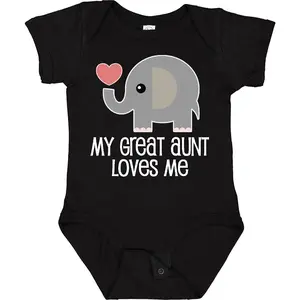Great Aunt Loves Me Elephant Baby Bodysuit