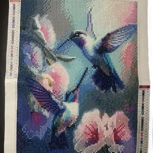 Hummingbird Diamond Art Wall Art - Abstract Design Featuring Hummingbirds and Floral Elements