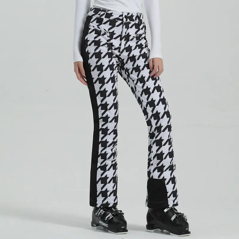 New Women's Ski Pants Cross-Border Plaid Windproof Waterproof Stretchable Wear-Resistant Warm Outdoor Snowboard Ski Pants for Women