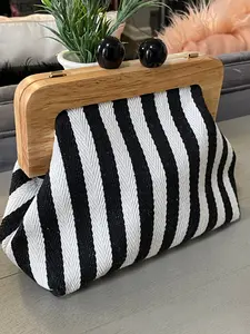 Stripe Kiss Lock Handbag