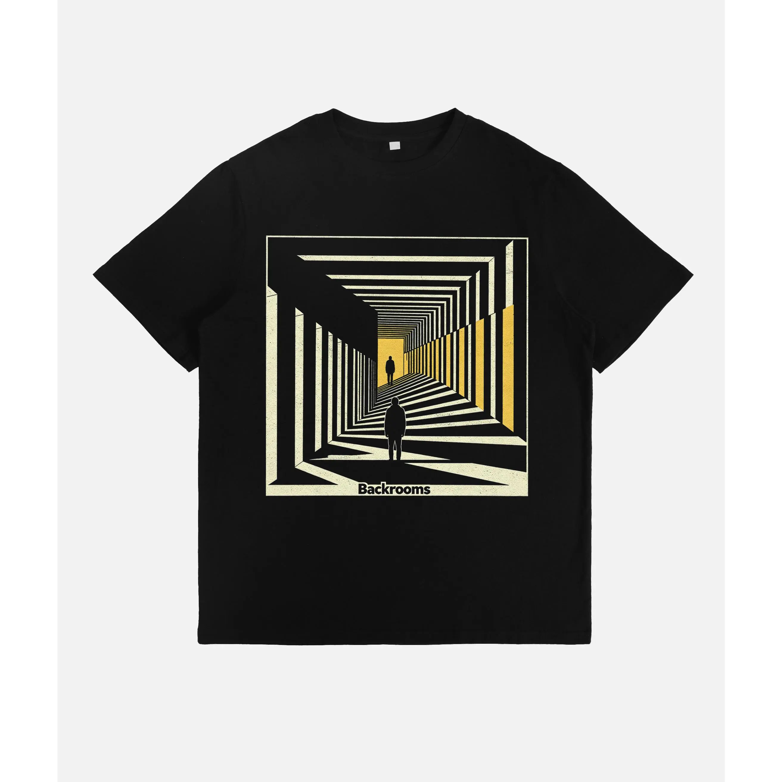Men's Backrooms Graphic T-Shirt - 100% Soft Cotton, Classic Fit, Shortsleeve, Round Neck, Vibrant Print, Unisex Liminal Space Streetwear Top, Casual Athletic Menswear, Suitable for Gym, All Seasons, Cold Wash, Tumble Dry Low, 3xl, 4xl, 5xl