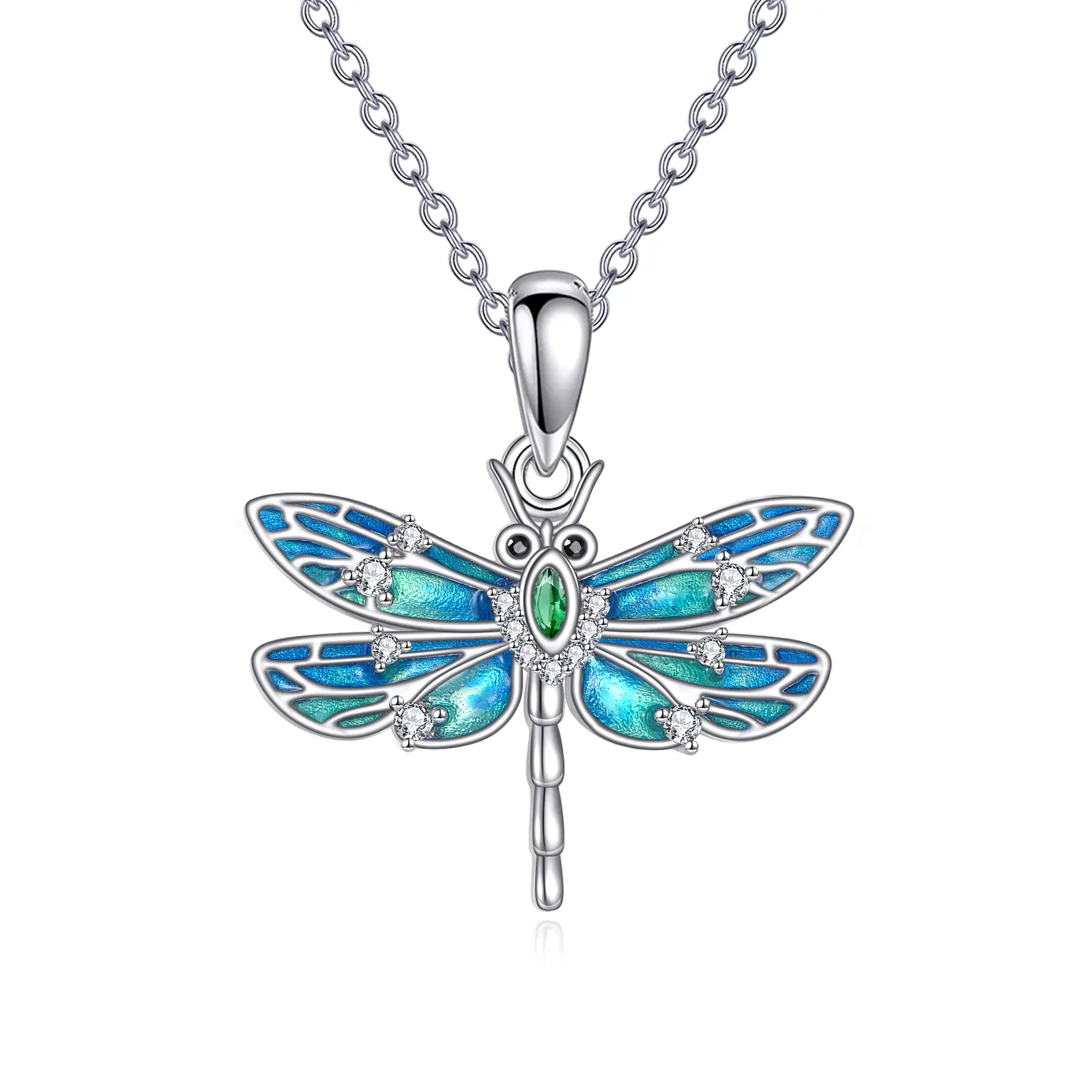 Women's 925 Sterling Silver Dragonfly Pendant Necklace, Female Casual Artificial Gemstone Jewelry, Birthday-Anniversary Gift with Reliable Customer Service