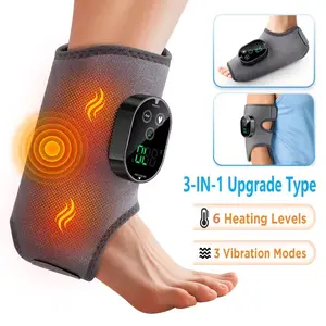 Ankle Massager with Heat Vibration, Heated Foot Wrap 6 Temperature Settings, Universal Left Right Feet, USB Rechargeable Massage Device, Foot Heating