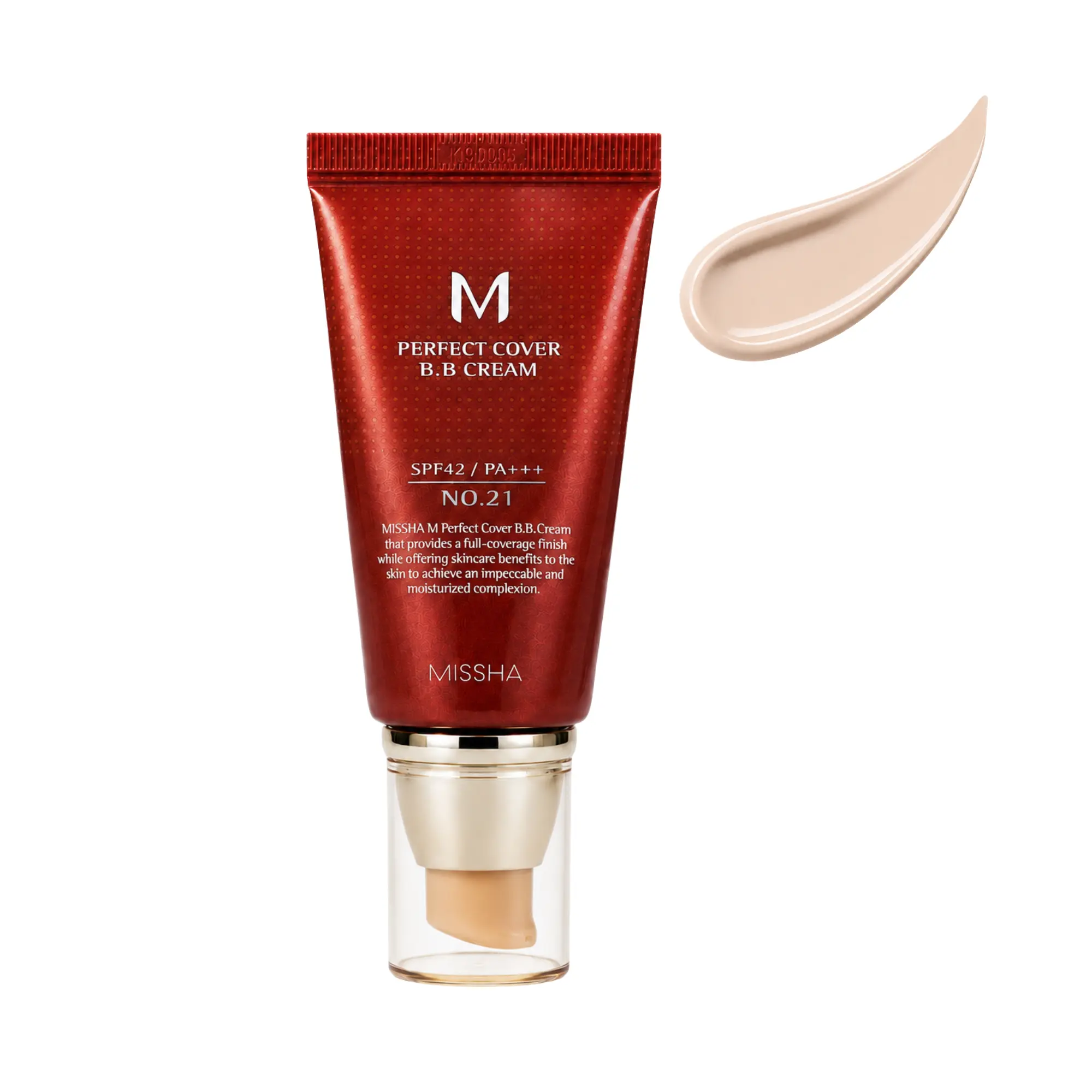 MISSHA M Perfect Cover BB Cream No.21 Light Beige – SPF 42 PA+++ Brightening & Hydrating Korean Foundation Flawless Lightweight