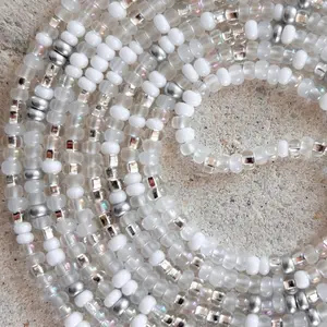 NEW BEGINNINGS - Tie On Waist Beads - 45 to 60 inches Waistbeads - White Waistbeads - Made By Venus Waistbeads