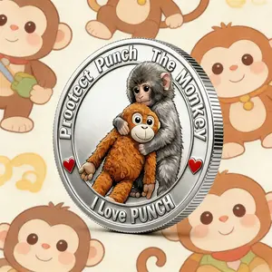 1PC Emotional Support Monkey Love Coin Alloy 3D Relief Commemorative Medal Protect Punch The Monkey Design Encouragement Gift for Stress Relief Birthday Gift Christmas Gift Thanksgiving Gift Holiday Party Gift Home Office Display Keepsake Commemorative an