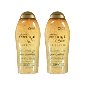 OGX Smoothing Coconut Coffee Exfoliating Body Scrub, with Arabica Coffee & Coconut Oil, Paraben-Free Sulfate-Free Surfactants, Moisturizing for Dry Skin, 19.5 Fl Oz, 2 Pack