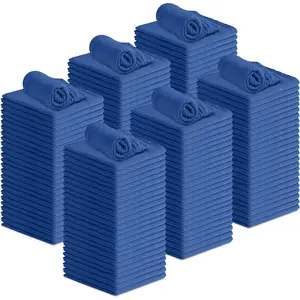 Cotton Shop Rags - (Pack of 150) Size 12x14 Inches Cleaning Rags - Absorbent Shop  and Multipurpose Cleaning  for Automobiles, Industries, Garage and Homes (Blue)