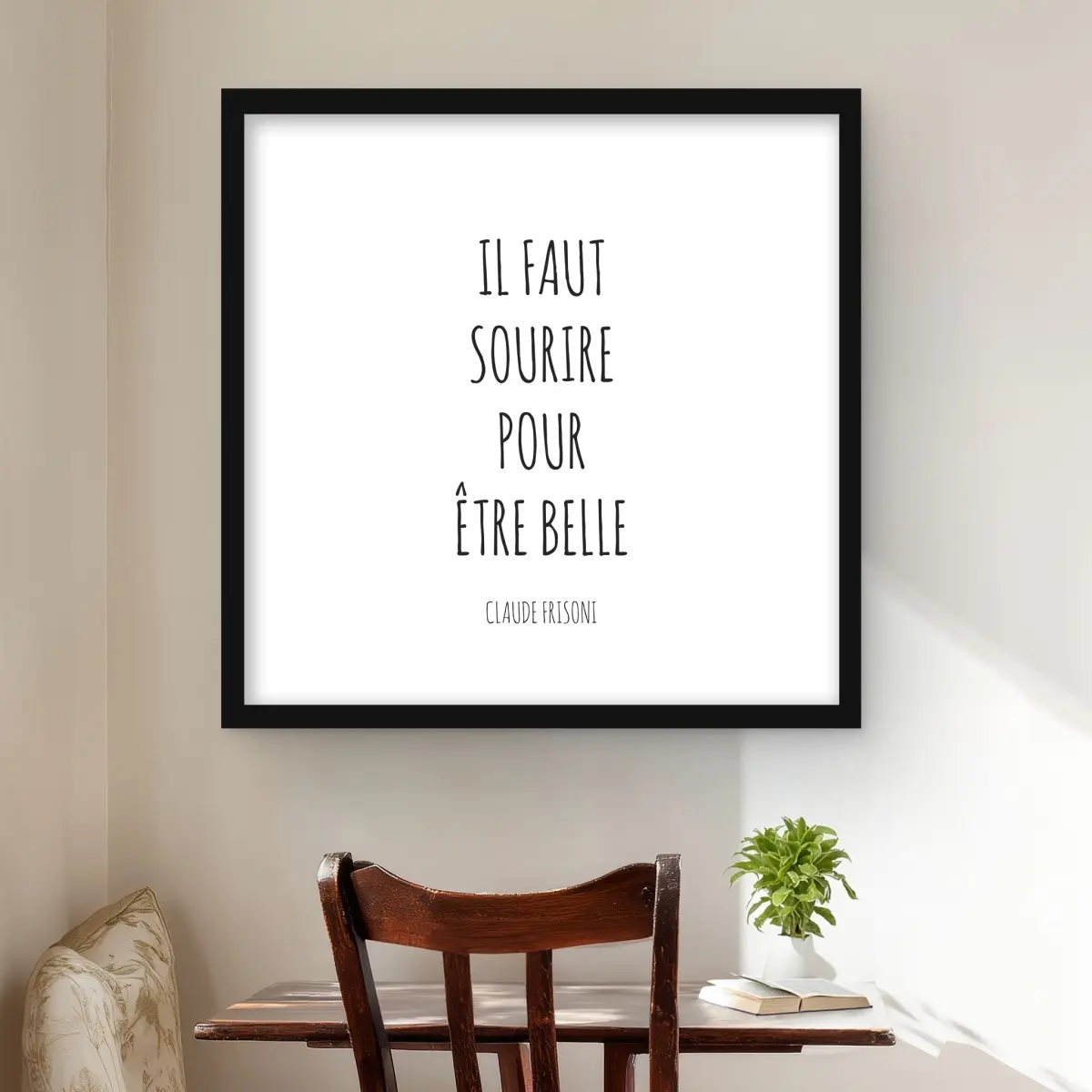 212 MAIN Minimalist White Framed Artistic Photo Print Wall Artwork - 24x24 in, 9.5 lbs, Durable "You Must Smile for Beauty" Shapes Design, Contemporary Bedroom Decoration, Ideal Motivational Gift