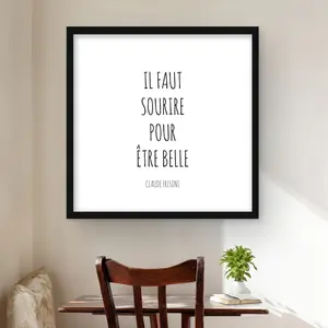 212 MAIN Minimalist White Framed Artistic Photo Print Wall Art - 24x24 in "You Must Smile for Beauty" Shapes Design, Contemporary Artwork, Room Wall Decoration, Ideal Motivational Gift
