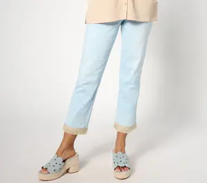 Belle by Kim Gravel Tall Tripleluxe Tiki Island Fringe Trim Crop Pant