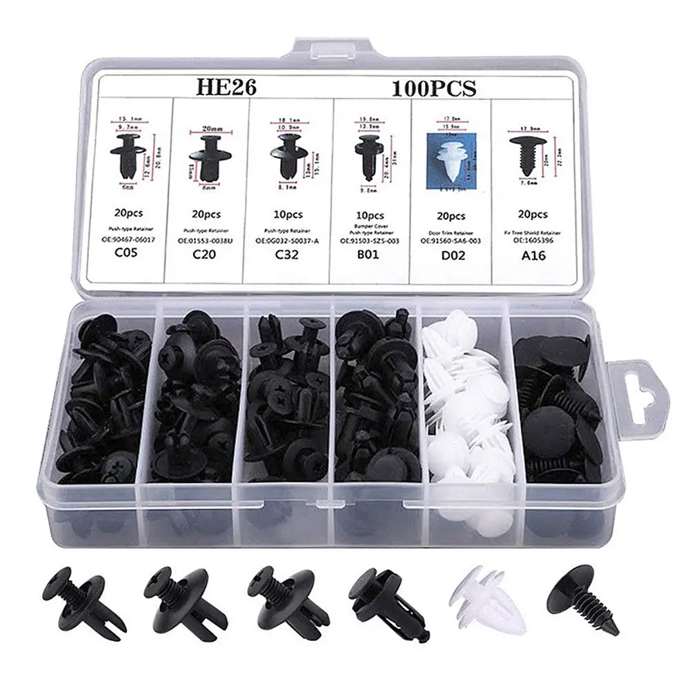 Plastic Expansion Screws Box Set, Automotive Car Body Screw Door Panel Mudguard Bumper Wheel Arch Clips, Durable PP Material, 100/101/130pcs