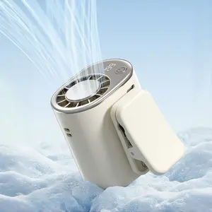 2026 Car Clip On Fan with LED Display - 360° Rotation, 199 Speeds Adjustable, USB Rechargeable Personal Cooling Fan, 16℃ Semi-Cooling Wide Clamp 12Hr Battery 2000mAh Battery