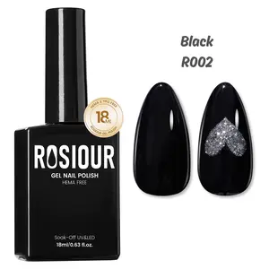 ROSIOUR 18ml Gel Polish | Black R002 | HEMA-Free, TPO-Free | Rich Pigment, Smooth Coverage, Glossy Finish | Perfect for Nail Art & DIY Manicures
