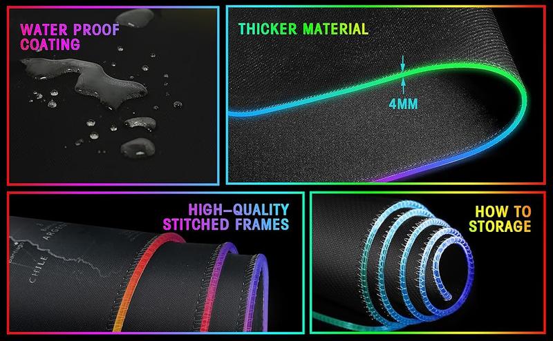 31.5"X12" Large Gaming RGB Mouse Pad with Durable Strip 11 Lighting Modes, Quality Waterproof LED Mouse Pad with Non-Slip Rubber
