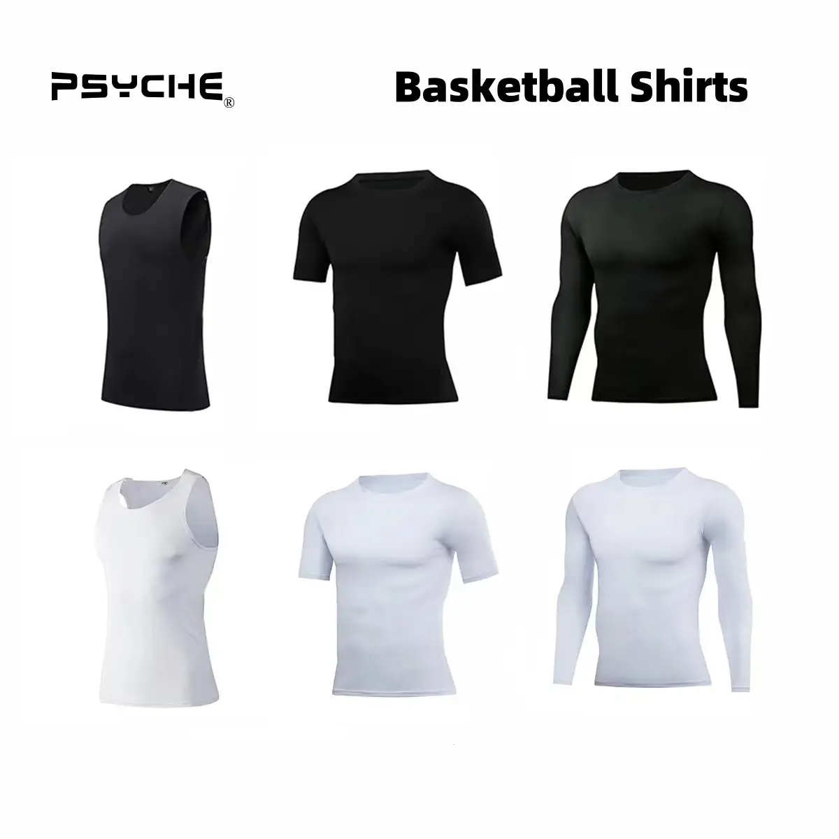PSYCHE Compression Long Sleeve Shirts for Spring, Quick Drying Breathable Fit Sports T-Shirt, Men's Sportswear Clothing for Gym Running Football, Mens