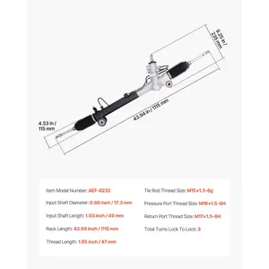 VEVOR Hydraulic Power Steering Rack and Pinion, Steering Rack and Pinion Assembly with Dust Boot, Compatible with 2004-2006 Lexus RX330, 2007-2009 Lexus RX350, 2001-2007 Toyota Highlander