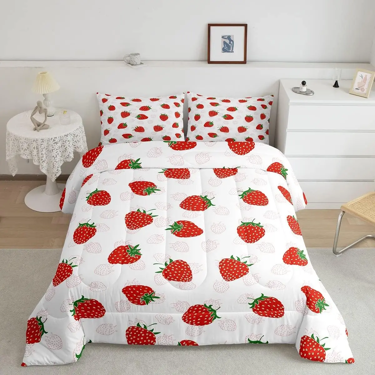 Cardinal Bird Microfiber Comforter Set - Super Soft Microfiber Material, Luxurious Texture, Farmhouse Red Birds Tree Branches Decor Luxury Bedding Set