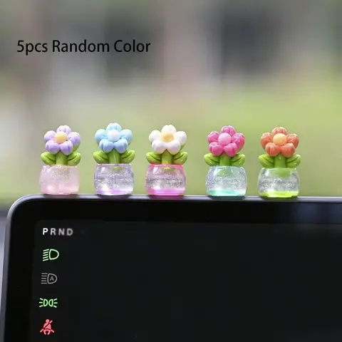 5 Counts Mini Glow-in-the-Dark Car Plant Pots, Cute Vehicle and Office Desk Decoration, Personalized Gift for Mom, Wife or Girlfriend, Car Desktop Decor
