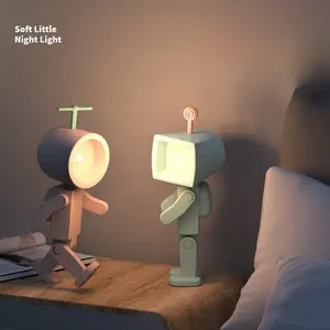 Astronaut Magnetic Night Light, LED Mini Robot with Battery, Booklight, Desk Accessory, Building Block, Ambient Light, Led Nightlight