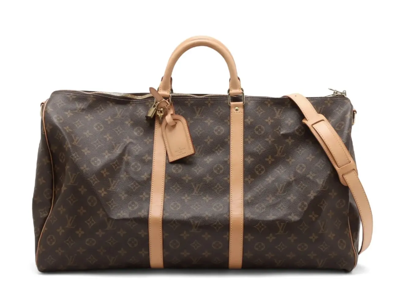 Pre-owned Louis Vuitton Coated Canvas Luggage Keepall 60 Bandouliere Monogram Canvas with Bandouliere Strap for Comfortable Shoulder Carrying
