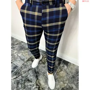 Bmuvlss Men's Slim Fit Casual Pants - Spring/Summer Lightweight Digital Print Plaid Checkered Dress Trousers - Fashionable And Comfortable Style - For Men - Suitable for Casual Occasions - Perfect Gift for Fashionable Guys