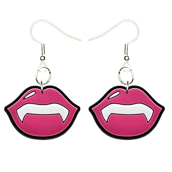 Vampire Teeth Earrings Hypoallergenic Silver Plated Fishhooks Yazzle Dazzle Tooth Teeth Frankenstein Mummy Dracula Werewolf Fang Fangs Blood