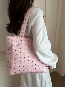 Korean Style Quilted Large Capacity Tote Bag, Soft Cloud-Like Lightweight Shoulder Bag, 2026 New Student Commute Bag, Casual Daily Handbag