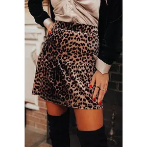 Leopard Tiered Patchwork Mini Skirt