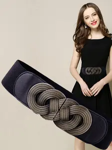 Fashion Elastic Woven Belt, Women's Solid Color Wide Waistband Decorative Belt for Casual Outfits, Elegant All-match Fashion Accessories for Daily & Party Decoration, Elastic Stretch Belts