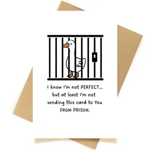 HANDICHI DESIGN Funny Mom or Dad Card – Funny Birthday Card for Mom Dad, Sarcastic Parent Card, Funny Mothers Day Fathers Day Card, Humor Greeting Card “I’m Not Perfect But At Least I’m Not Sending This From Prison”
