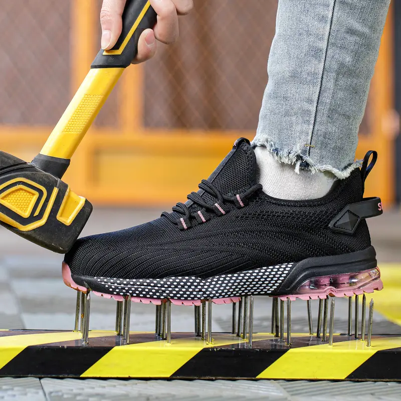 SPIEZ women's puncture-proof safety sneakers: air-cushioned, composite toe, ideal for long-standing workers & daily wear.