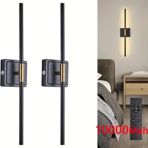 Battery Operated Wall Sconces Set of 2, 10000Mah Rechargeable Wall Lights with Remote Control, 360° Rotate Wireless Wall Scone Decor for Tv/Mirror Bedroom Living Room
