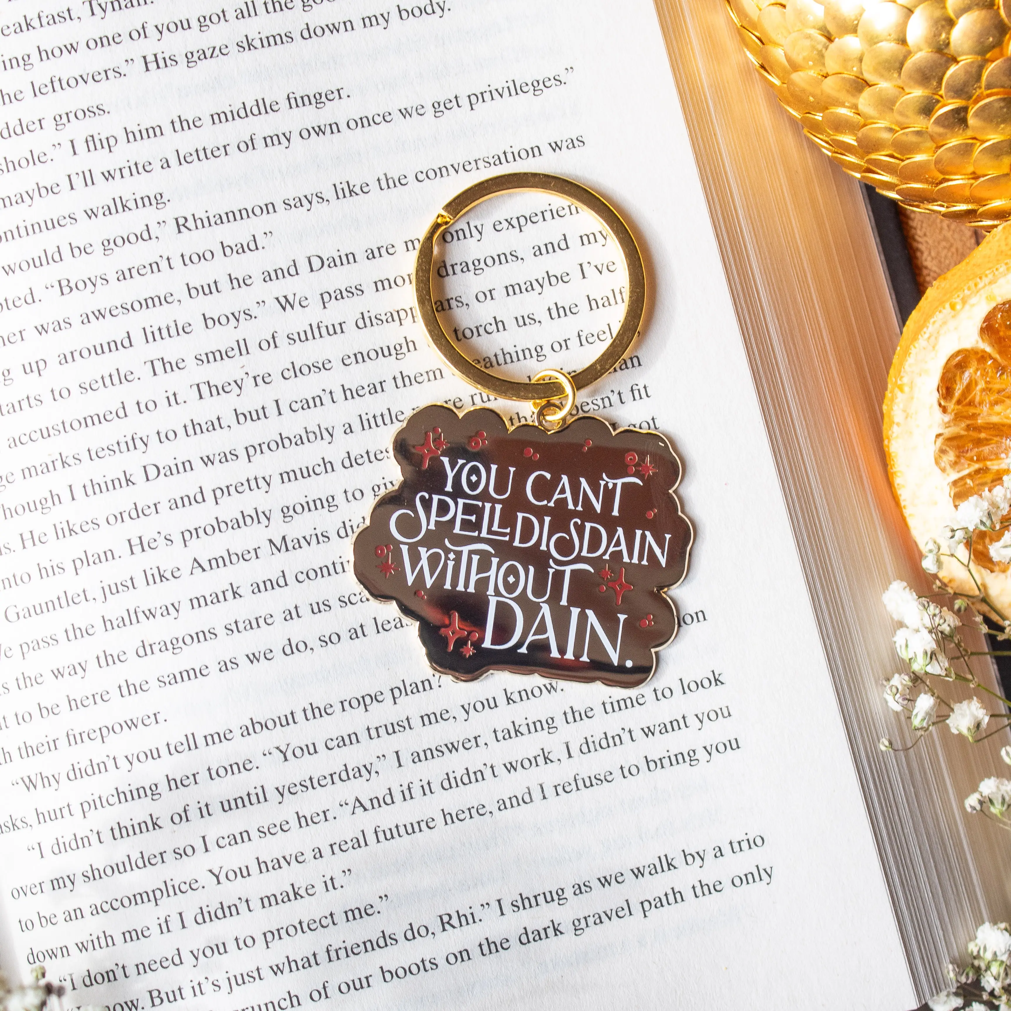 Can't Spell Disdain without Dain Fourth Wing Hard Enamel Keychain | Licensed