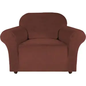Turquoize Stretch Velvet Chair Cover Sofa Covers for Living Room Armchair Cover Chair Slip Covers with Arms Armchair Slipcover with Elastic Bottom Crafted from Soft Velvet Fabric (Chair, Burnt Brick)