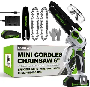 Gardtech Mini Chainsaw Cordless 6 Inch - Portable Electric Chainsaw Cordless Battery Powered, Handheld Small Chain Saw with 2-side Security Lock [Southpaws Friendly] for Wood Cutting, Pruning Branches mini chainsaw，Back to School Gifts