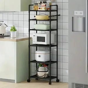 6 Shelves Bathroom Organizers And Storage Shelf Wire Closet Metal Pantry Kitchen Small Garage Shelving Unit Laundry Room Organization Home Tall Rack Balck 